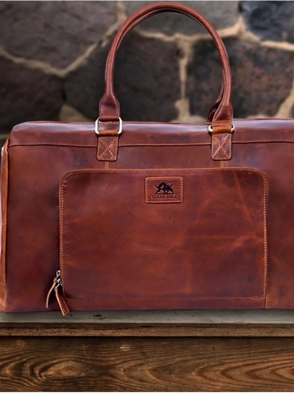 Texan Bull Classic Oil-Pull-up Cow Leather Travel Duffel Bag for men and Women